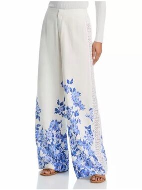 AQUA Placed Floral Lace Wide Leg Pants